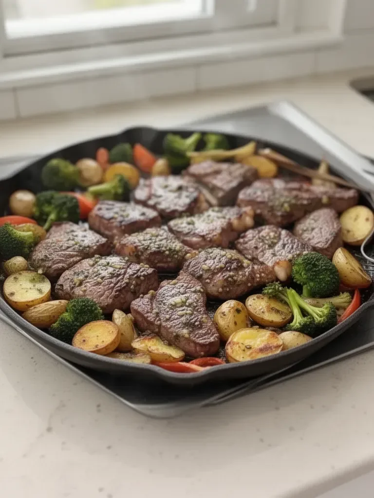 Garlic Butter Steak & Veggies Sheet Pan Recipe