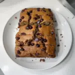Healthier chocolate chip banana bread loaf baked to perfection