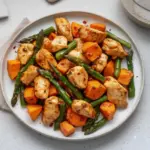 Healthy chicken sweet potato dish grilled with herbs and spices