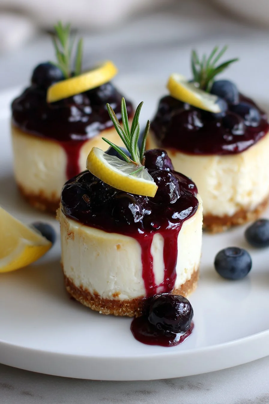 Healthy Mini Lemon Blueberry Cheesecakes