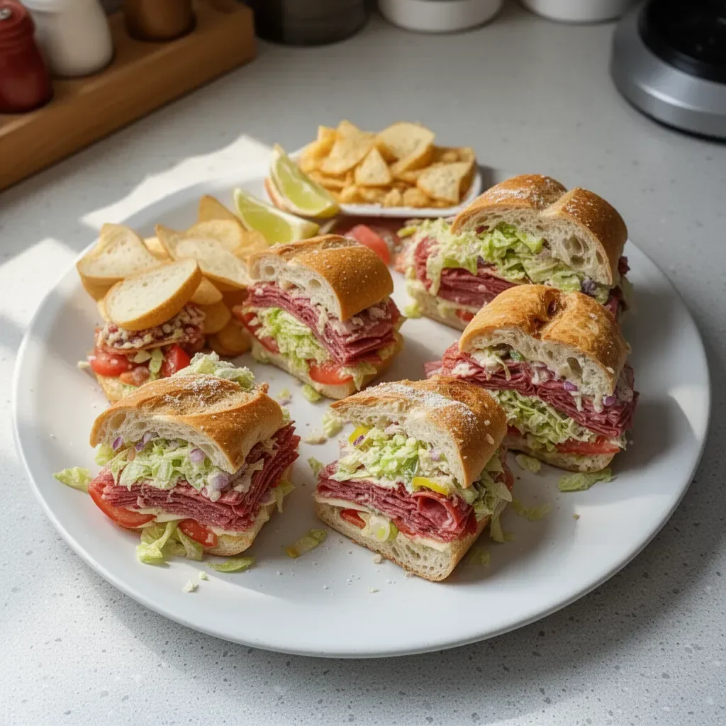 Italian Grinder Salad Sandwich with fresh veggies and savory meats