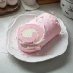 Japanese Cotton Candy Cake Roll with colorful sugar fluff