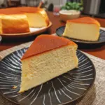 Deliciously fluffy Japanese Cotton Cheesecake served on a plate