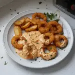 Bowl of Louisiana Remoulade Sauce with spices and ingredients for seafood dishes