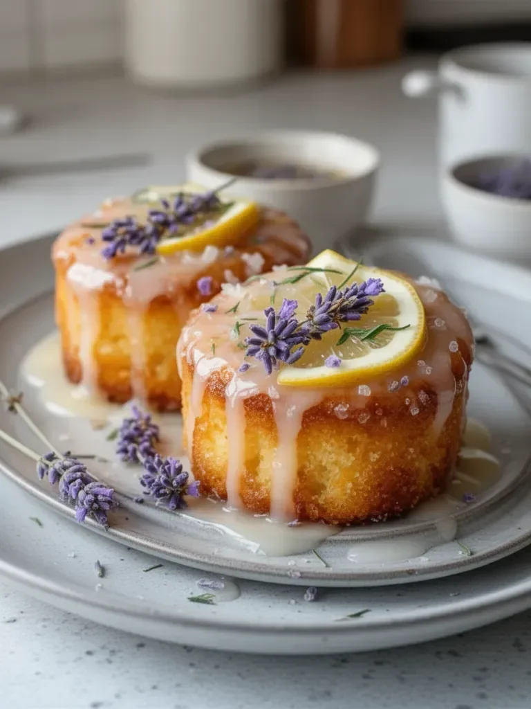 Mini Lemon Cakes With Lavender Glaze