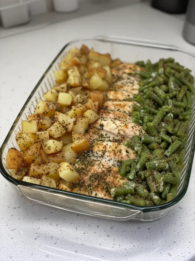 One-Pan Baked Chicken, Potatoes and Green Beans