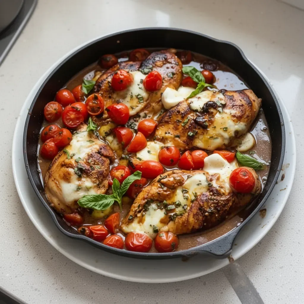 One-Pan Balsamic Chicken dish with vegetables