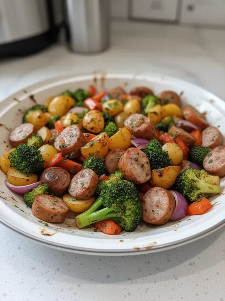 Roasted Vegetable and Chicken Sausage Sheet