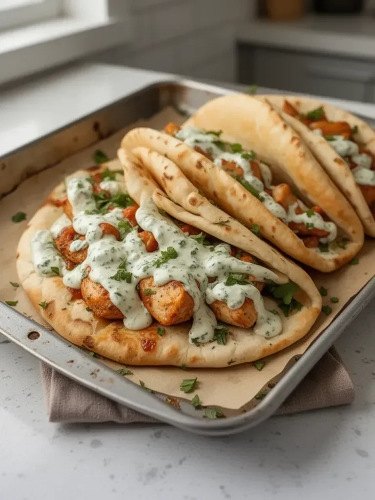 Sheet Pan Chicken Pitas with Herby Ranch Recipe