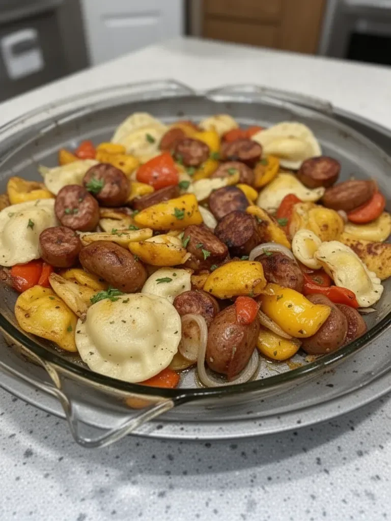 Sheet Pan Sausage and Pierogies Recipe