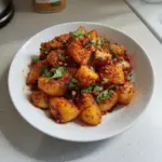 Spicy Mexican-style street potatoes served in a vibrant dish