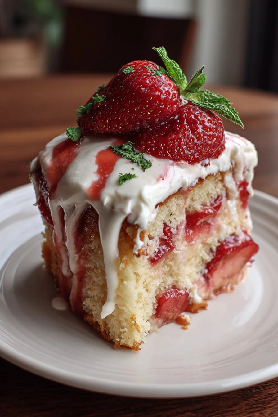 Strawberry Earthquake Cake