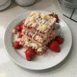 Delicious Strawberry Shortcake Bars with fresh strawberries and cream