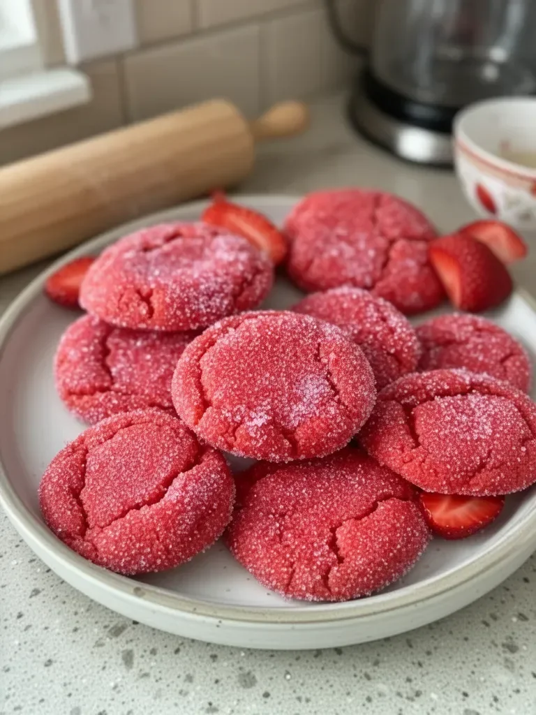 Strawberry Sugar Cookies with Sparkling Strawberry Sugar Recipe