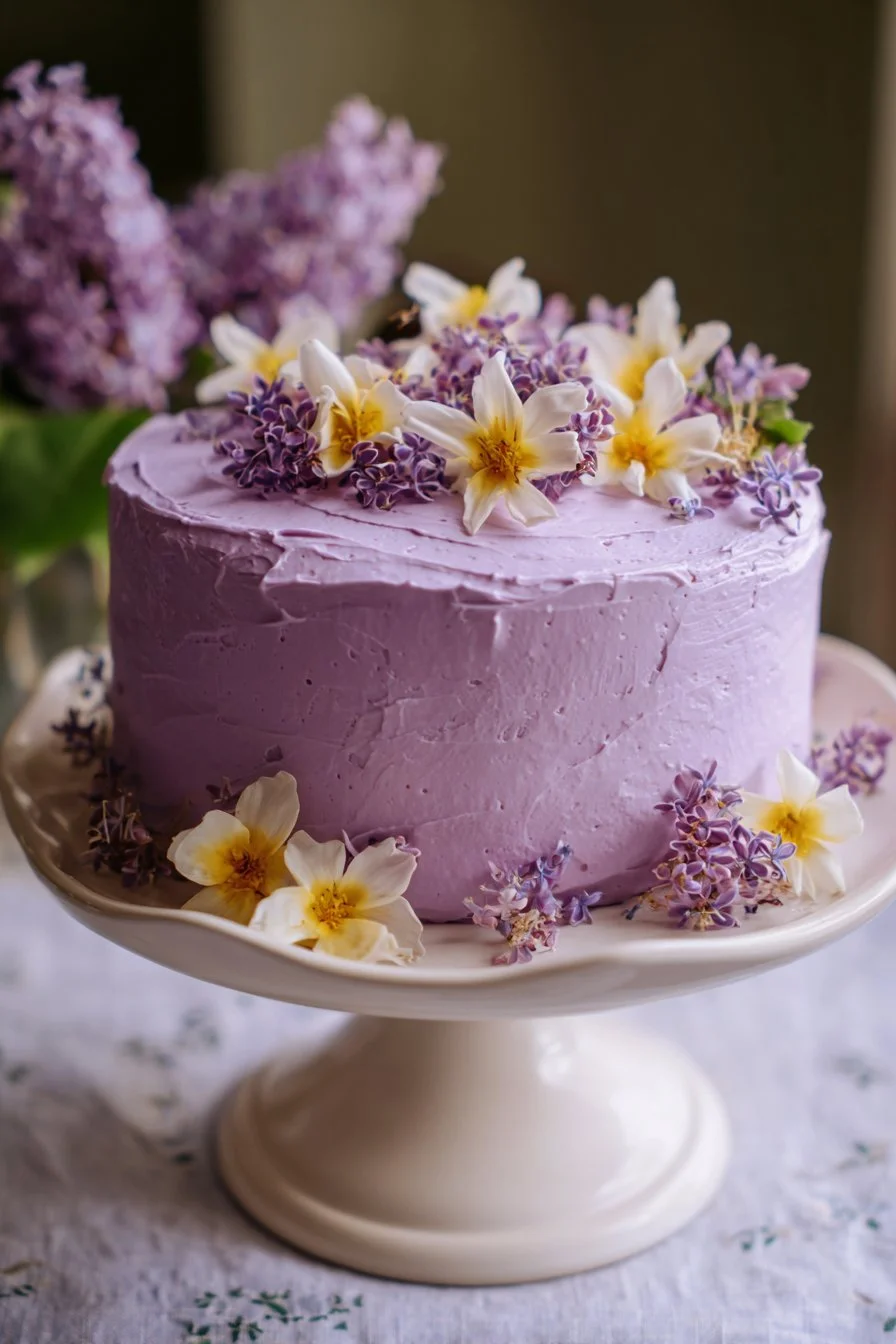 Vegan Lilac Lemon Cake