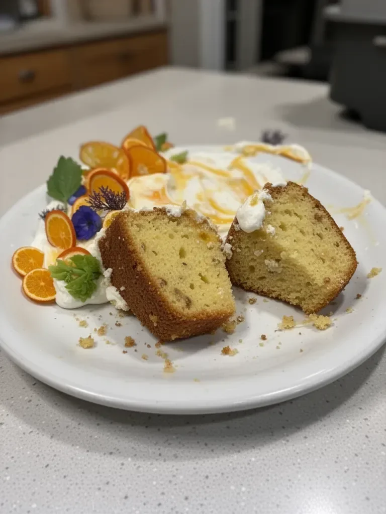 Winter Citrus Olive Oil Cake topped with a Citrus Cream