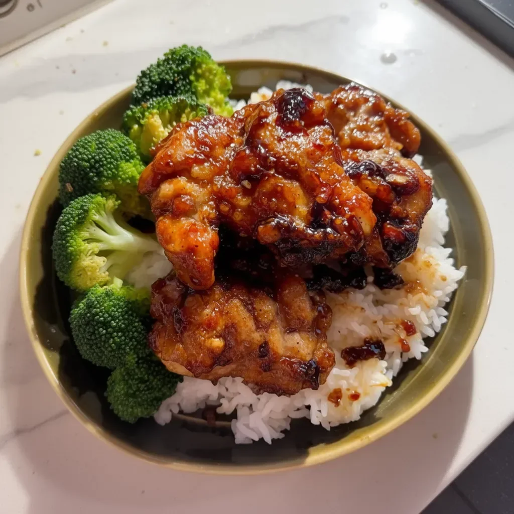 20 Minute Pan Fried Korean Soy Garlic Chicken Thighs served on a plate