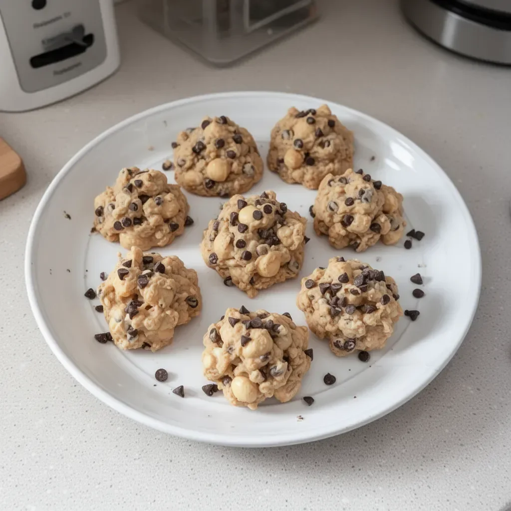 Homemade Avalanche Cookies with chocolate and marshmallows on a plate