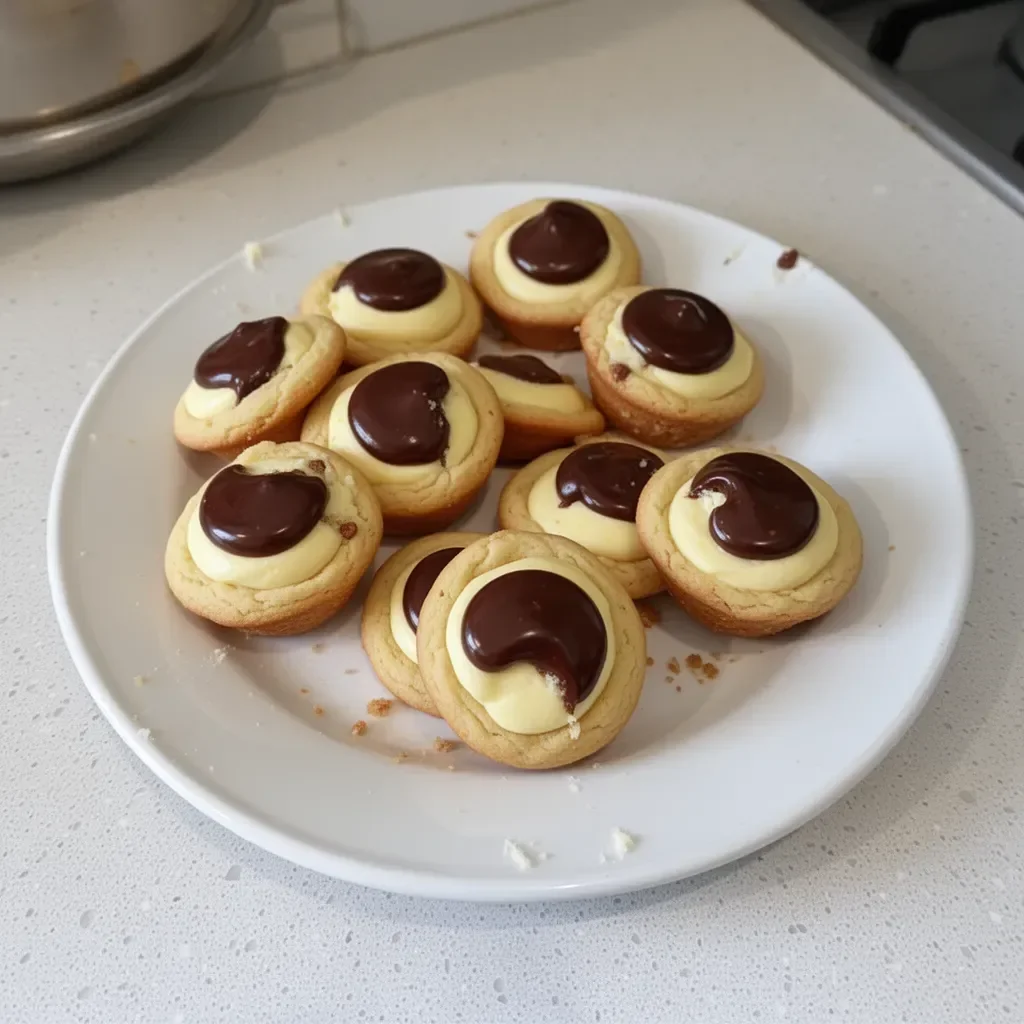 Delicious Boston Cream Pie Cookies with chocolate frosting and cream filling