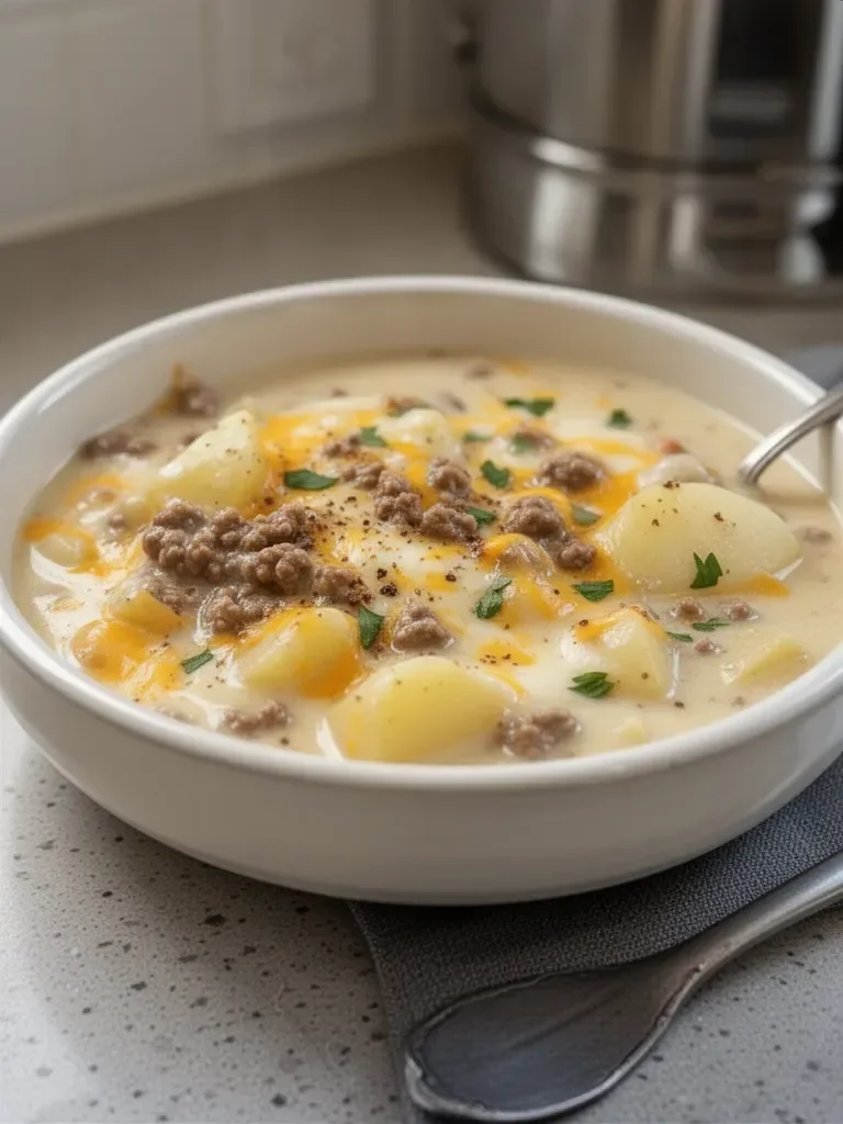 Cheesy Hamburger Potato Soup