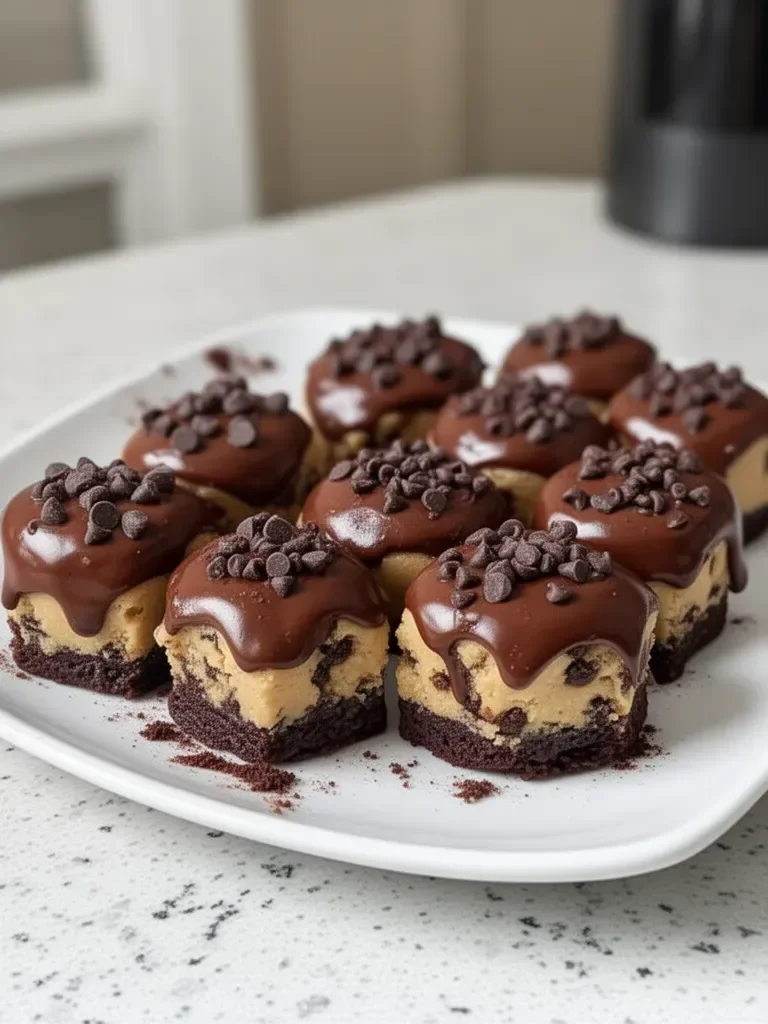 Chocolate Chip Cookie Dough Brownie Bites – The Best 3-Layer Treat Ever
