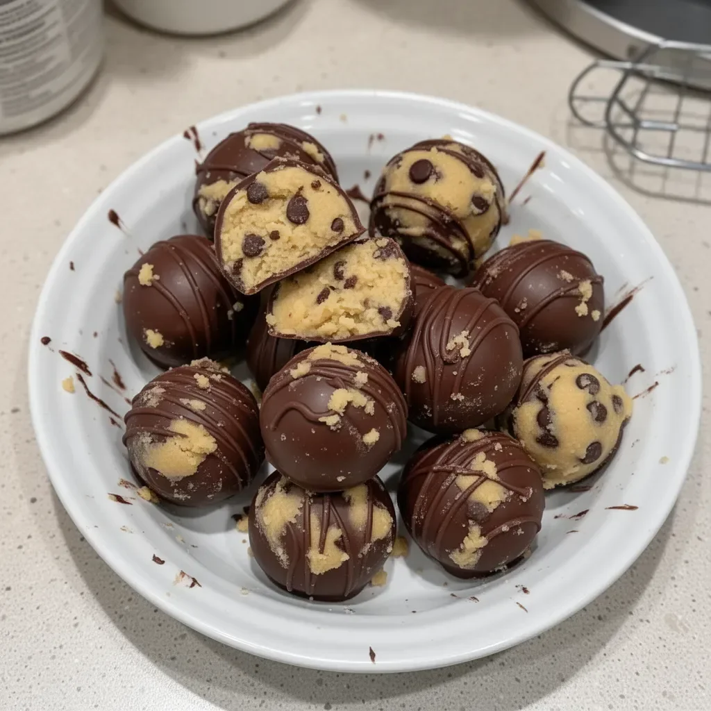 Chocolate Chip Cookie Dough Truffles made with rich chocolate and cookie dough