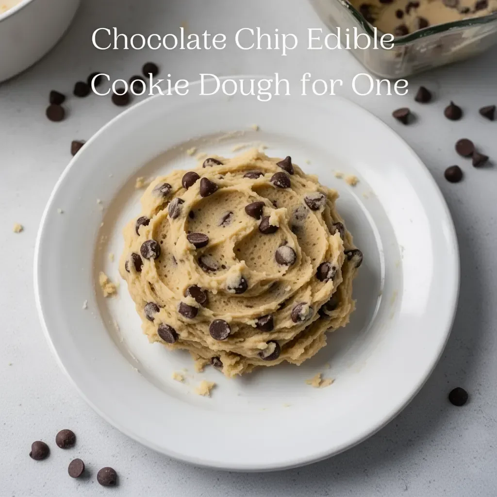 Delicious chocolate chip edible cookie dough for one in a bowl