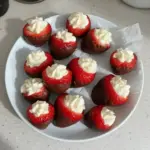 Chocolate covered cheesecake strawberries dessert, perfect for special occasions.