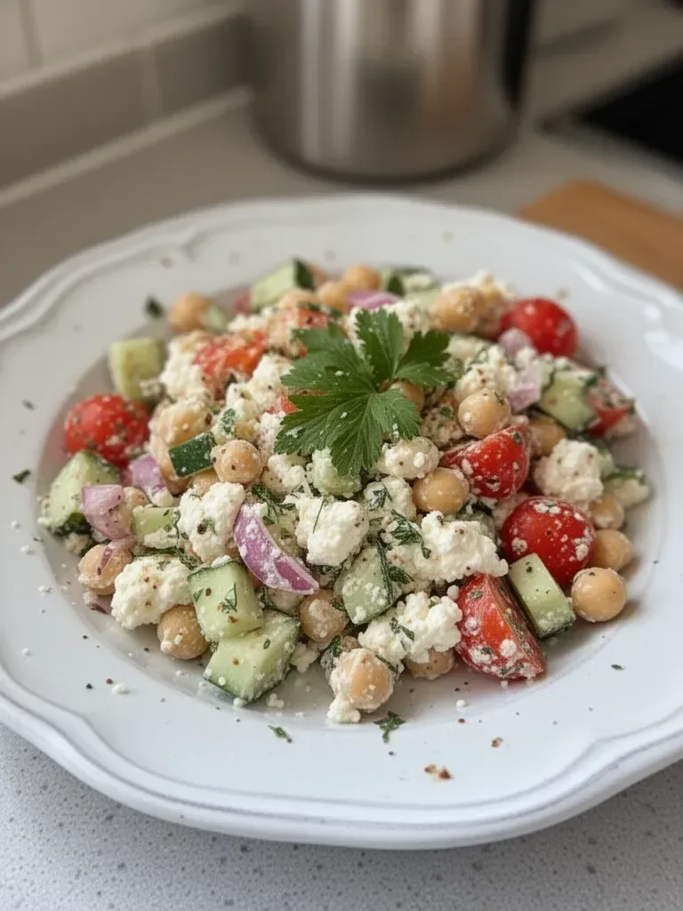 Cottage Cheese and Chickpeas Salad