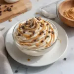 Delicious cottage cheese peanut butter mousse served in a bowl