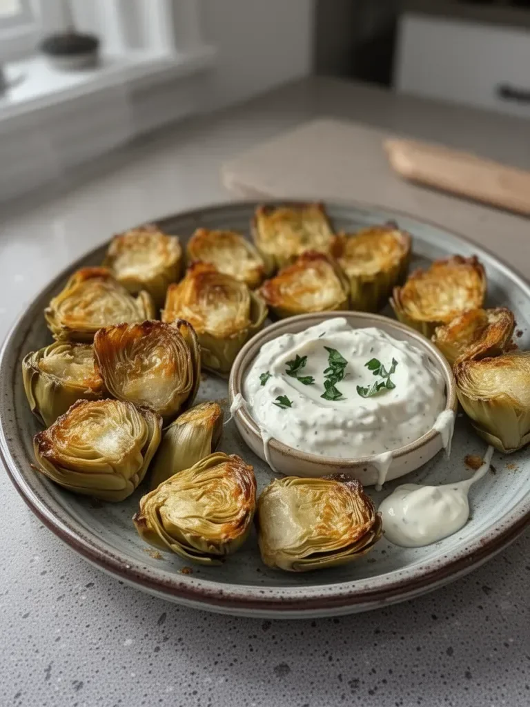 Crispy Baked Artichoke Hearts with Garlic Aioli Bliss