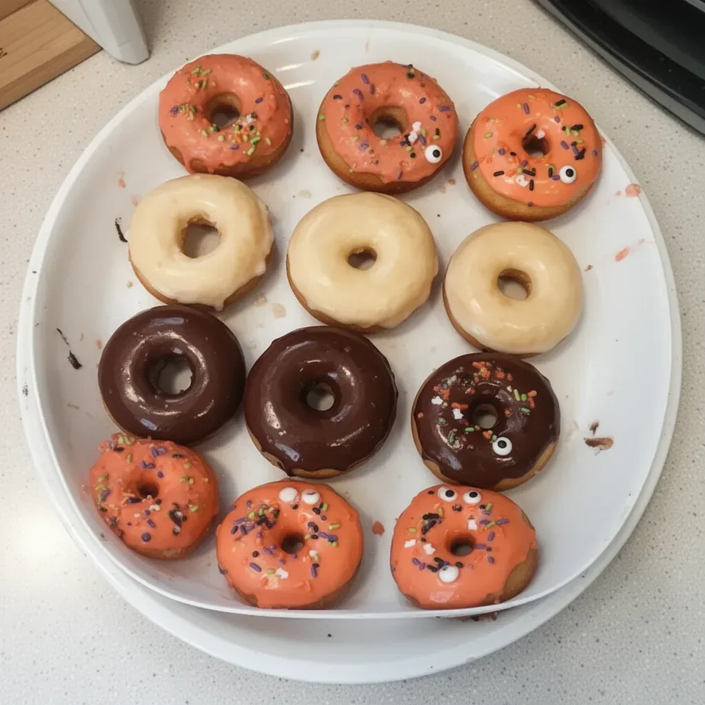 Delicious easy cake mix donuts topped with colorful sprinkles.