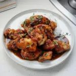 Delicious soy garlic chicken thighs served with vegetables