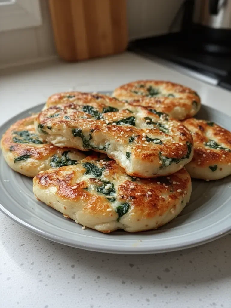 Easy Spinach Cottage Cheese Flat Bagels