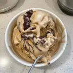 Delicious espresso ice cream featuring dark chocolate swirls