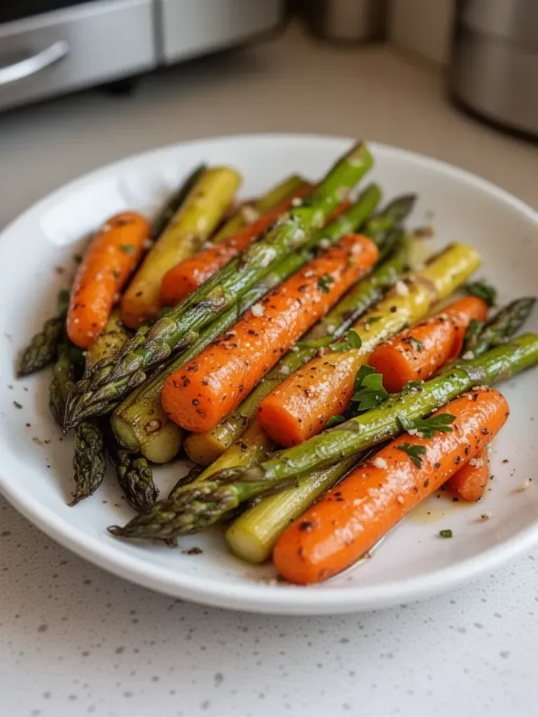 Garlic Roasted Asparagus and Carrots