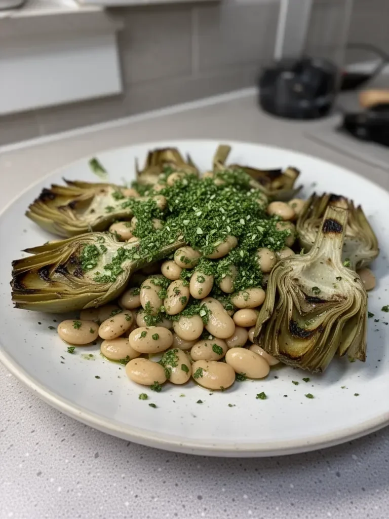 GRILLED ARTICHOKE & BUTTER BEAN SALAD WITH GREMOLATA DRESSING