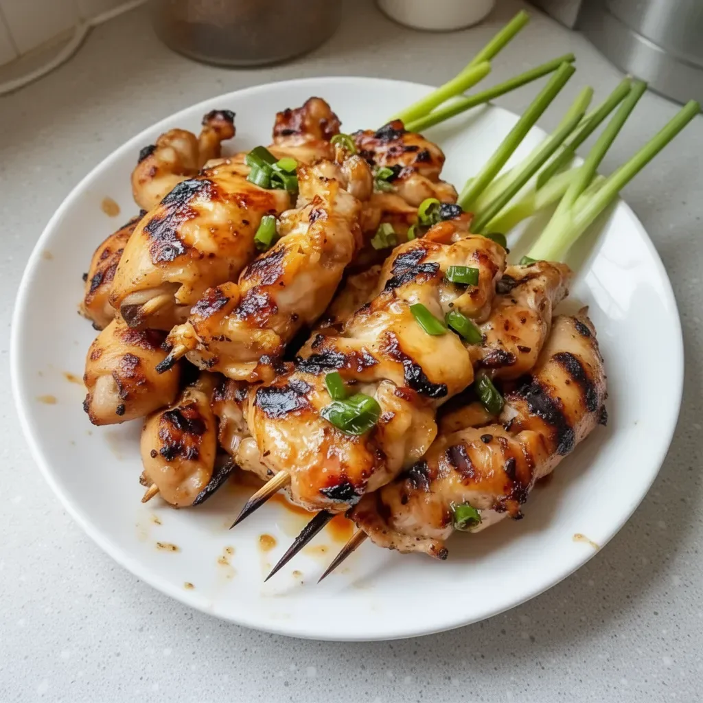 Delicious grilled Vietnamese chicken garnished with fresh herbs