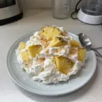 Delicious Hawaiian Pineapple Coconut Fluff dessert in a bowl