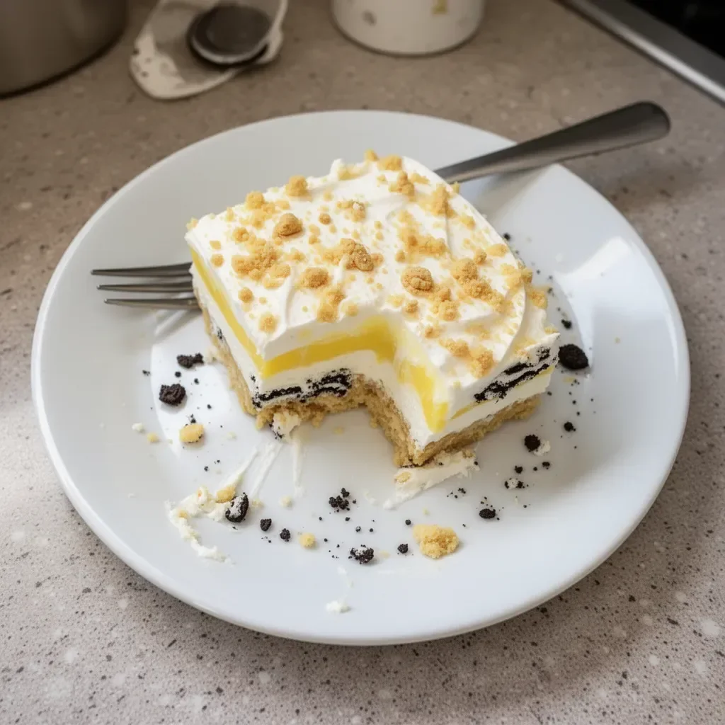 Heavenly Oreo Lemon Dessert with creamy lemon filling and crushed Oreos