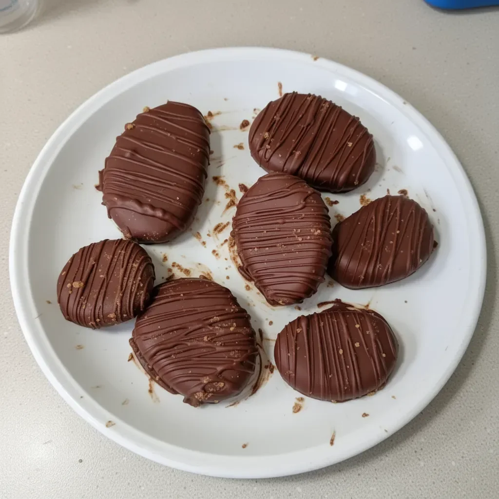 Homemade healthy peanut butter eggs recipe with chocolate coating.