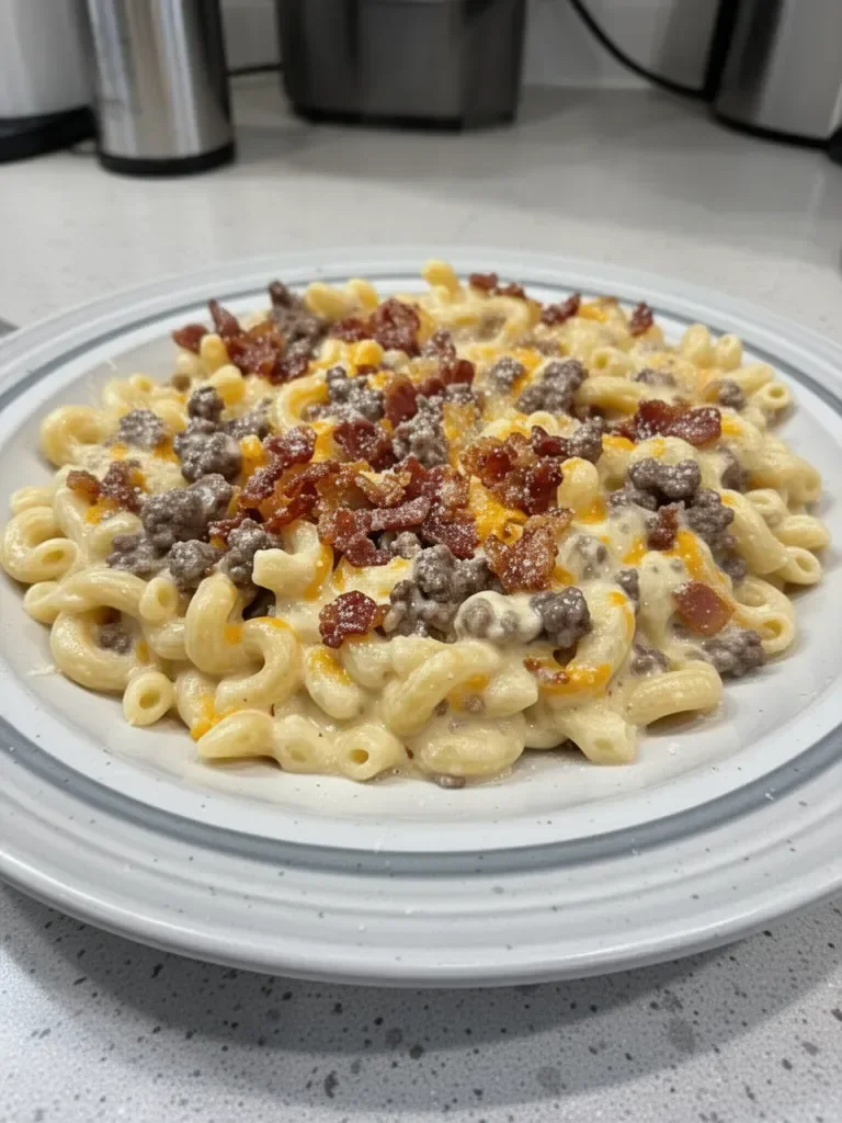 Loaded Bacon Cheeseburger Alfredo Pasta for Cozy Nights