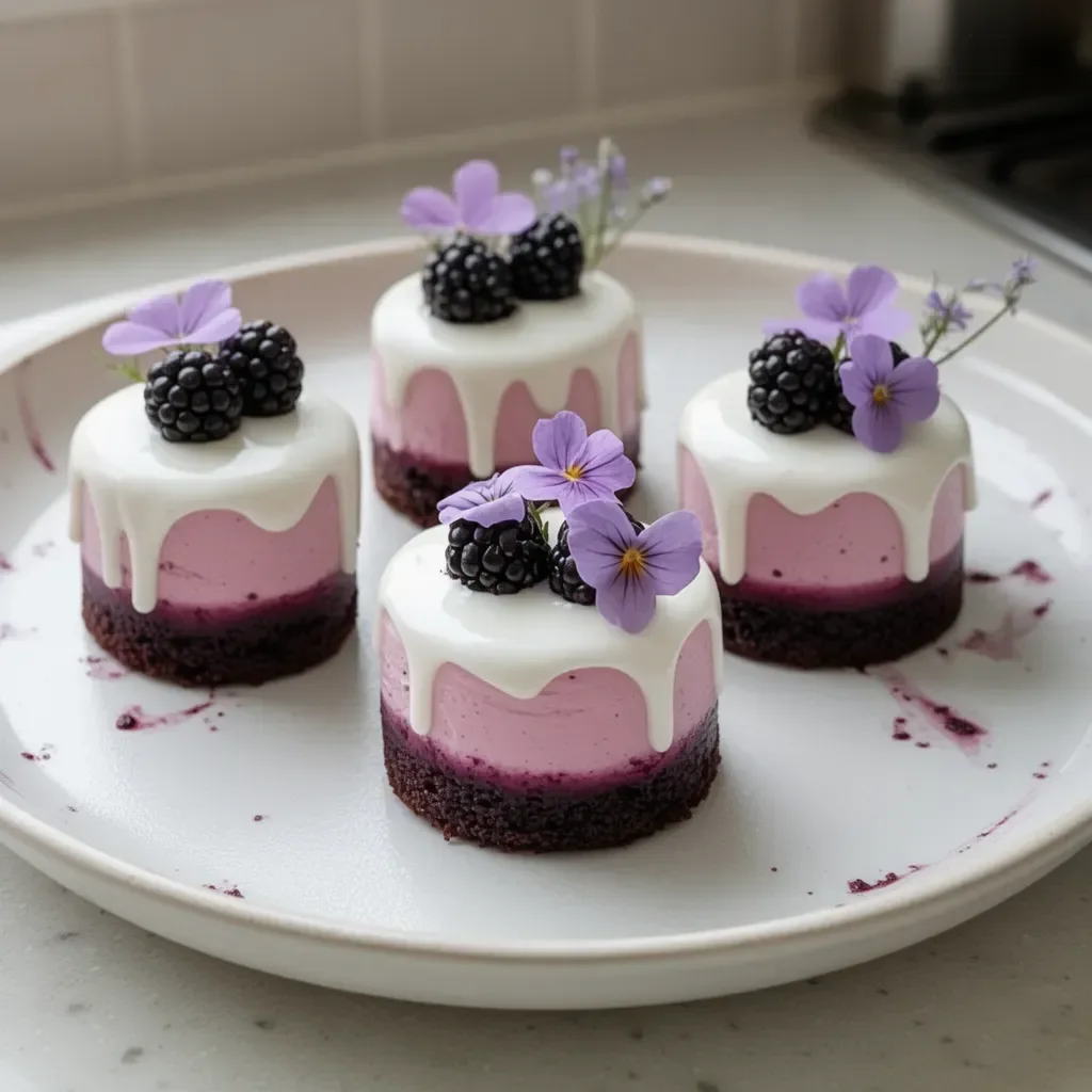 Mini Blackberry Mousse Cakes