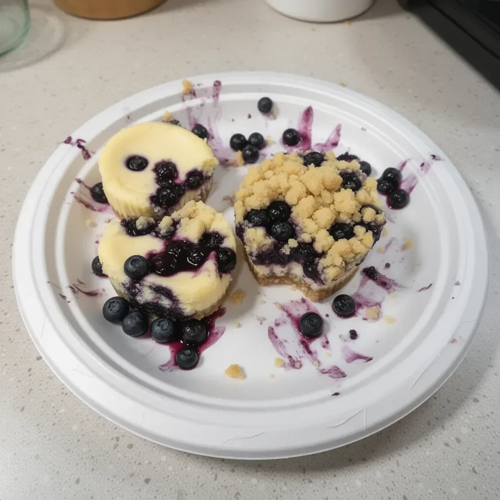 Delicious mini blueberry cheesecakes topped with fresh blueberries.