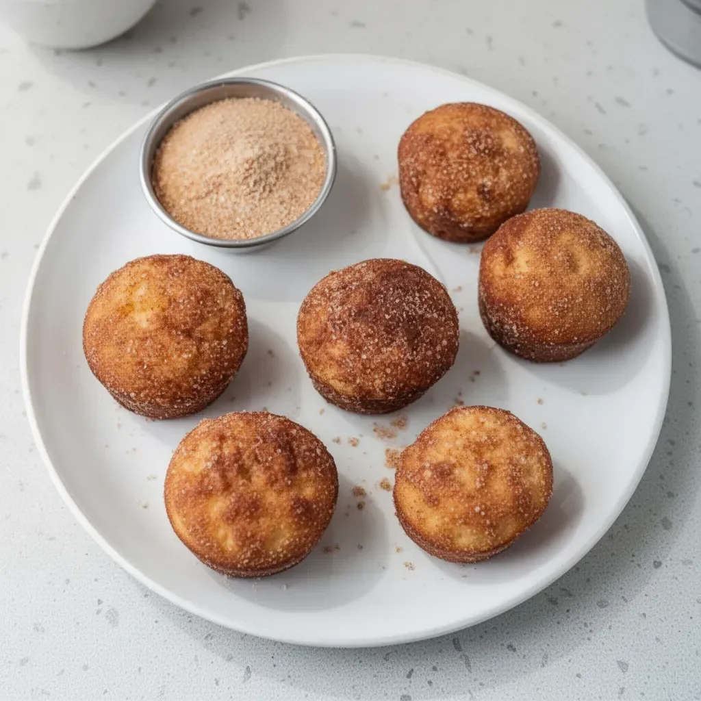 Mini French Breakfast Puffs served on a plate, perfect for a leisurely morning meal.