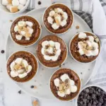 Mini S'mores Pies with chocolate and marshmallows on a graham cracker crust