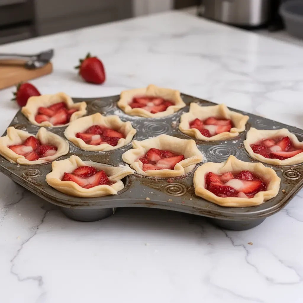 Mini Strawberry Pies in a Muffin Tin