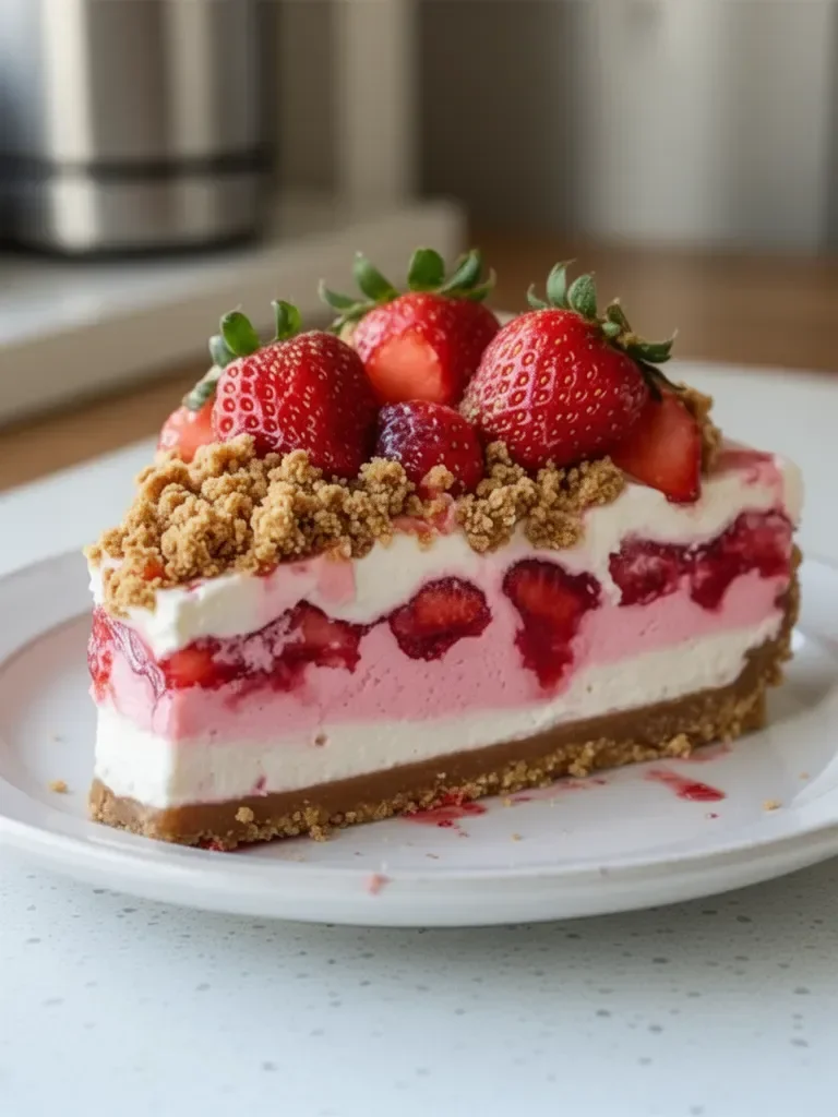 No-Bake Strawberry Crunch Cheesecake