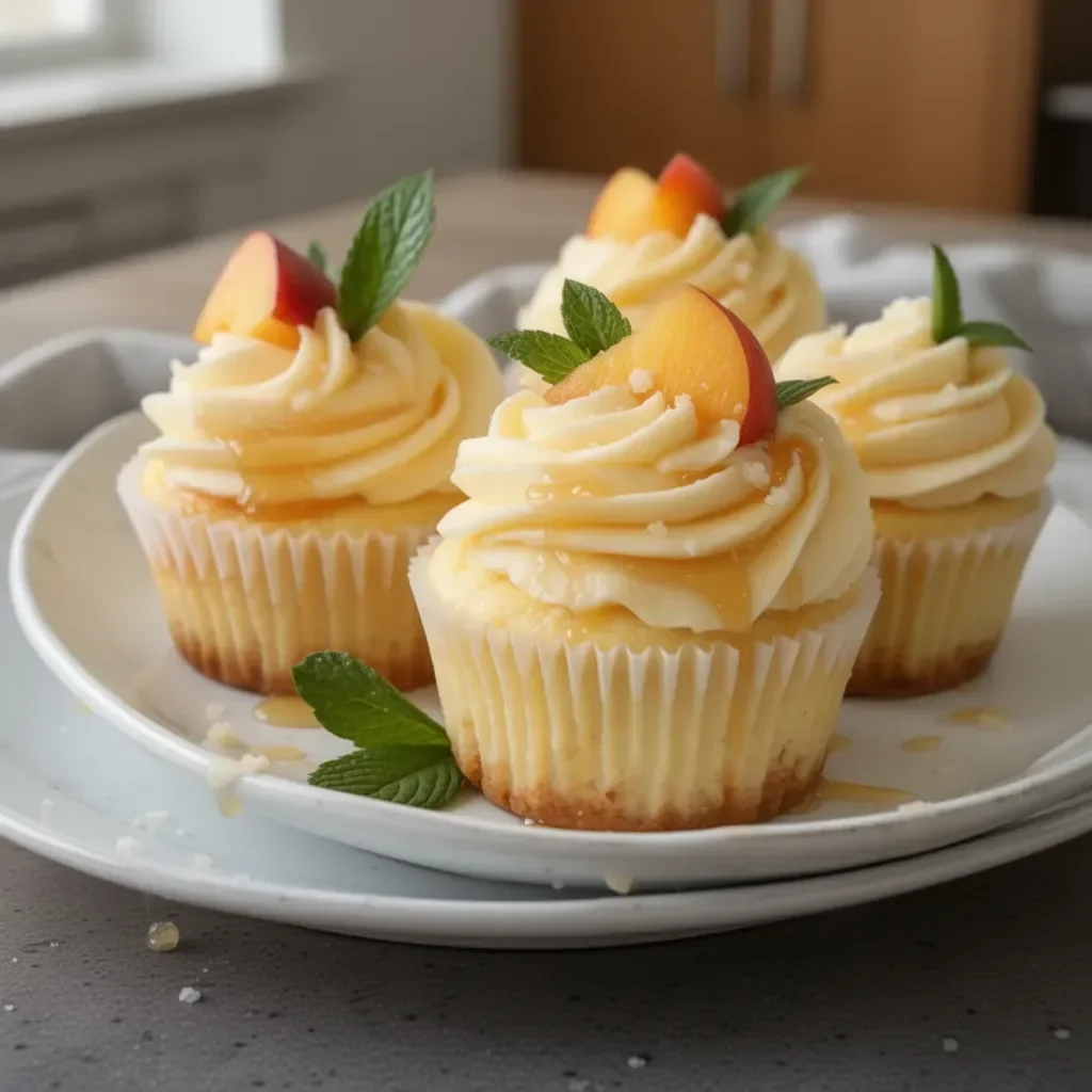 Peach & Honey Cheesecake Cupcakes – Creamy, Fruity, and Naturally Sweet Mini Desserts