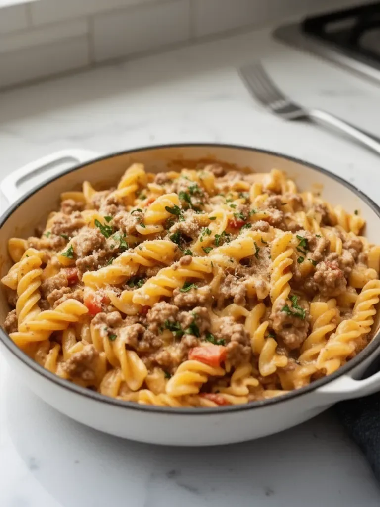 Stovetop Creamy Ground Beef Pasta